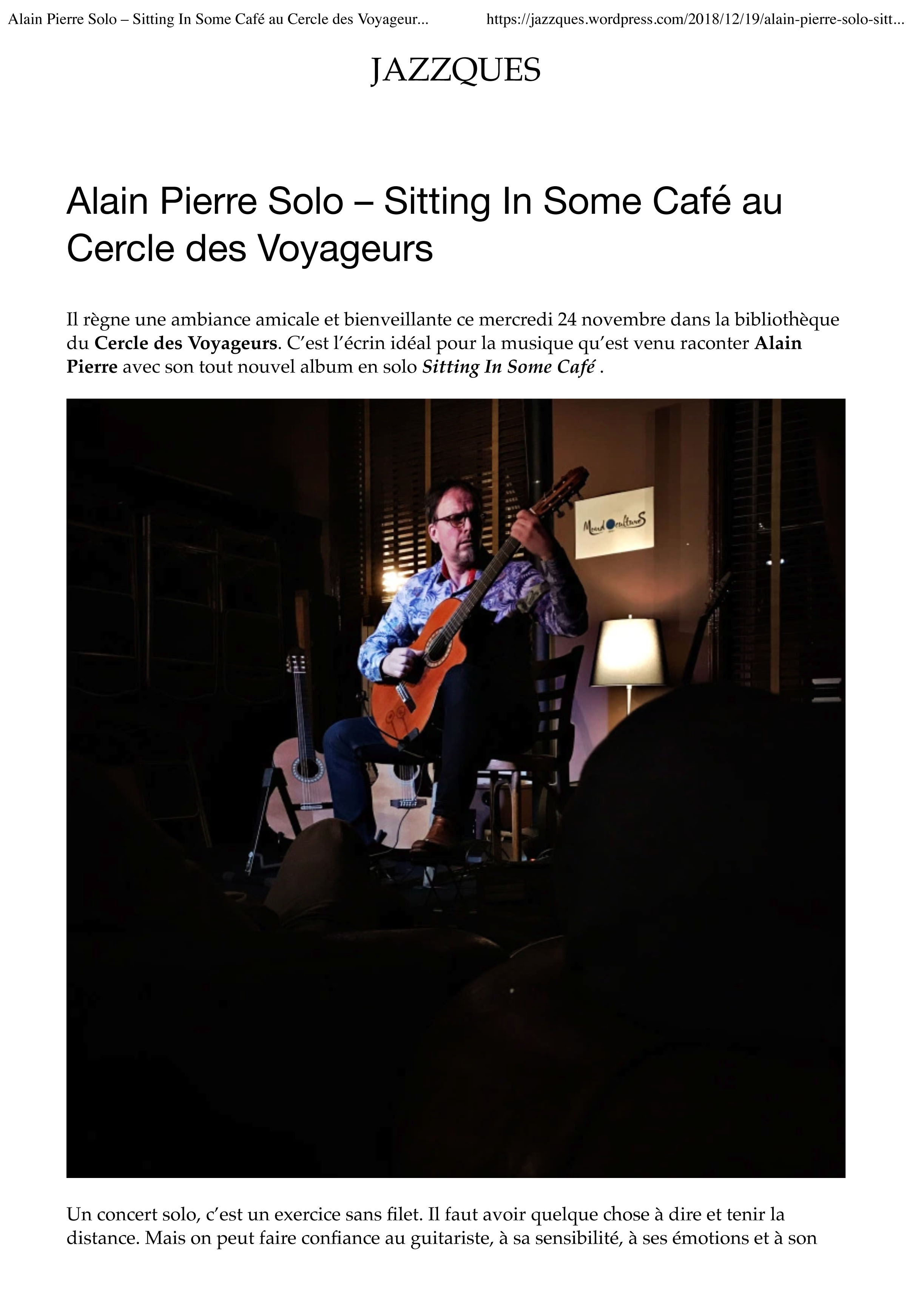 Alain Pierre Solo – Sitting In Some Café au Cercle des Voyageurs – JAZZQUES-1